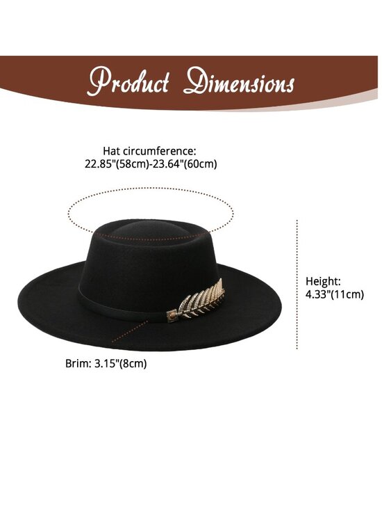 Boho Wide Brim Fedora Hat with Black band & Metallic Fishbone Trim- In Mocha
